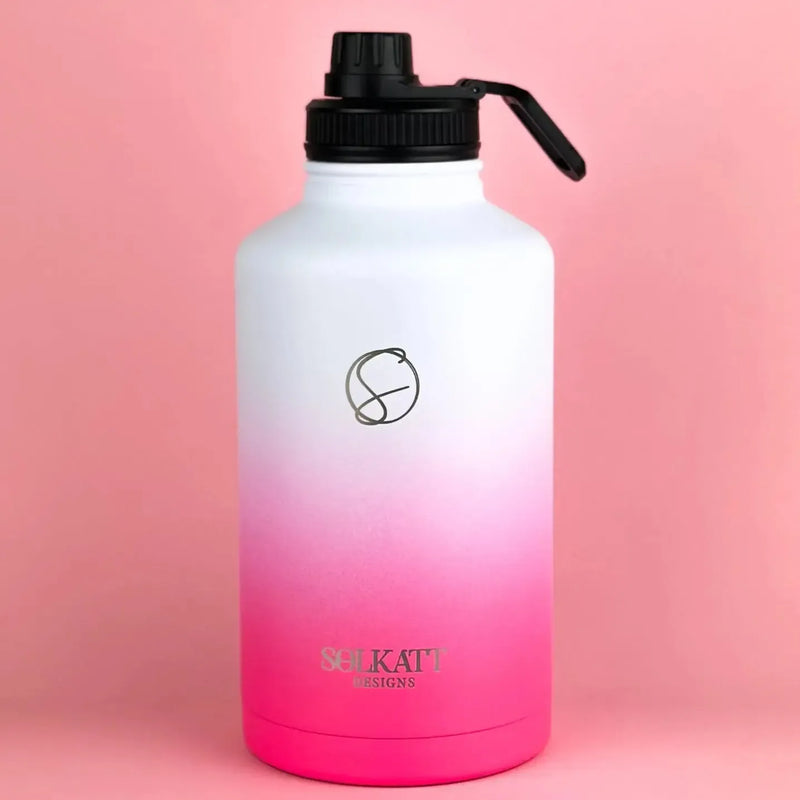 1.9 litre 2 litre big water bottle tradie drink bottle hot pink ombre solkatt designs