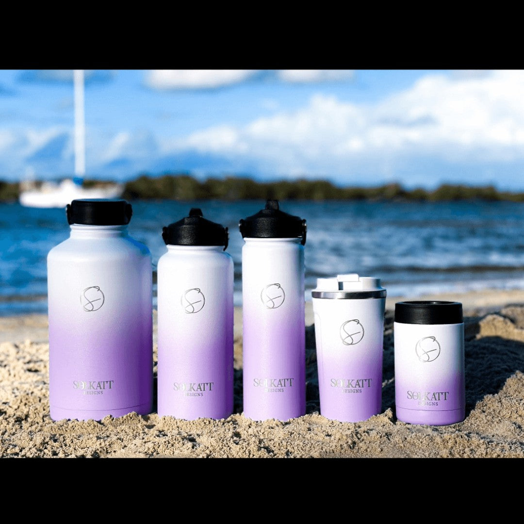 Lavender Lilac purple insulated drink bottle travel cup stubby cooler solkatt designs