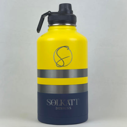 Yeah Nah Yellow 1.9L / 64oz Stainless Steel Insulated Tradie Water Bottle - Solkatt Designs 