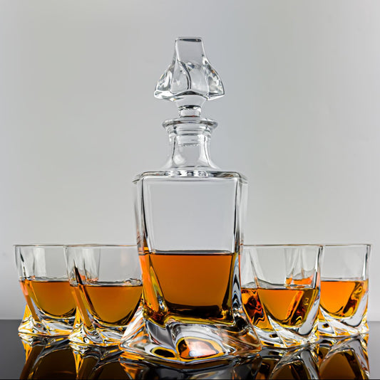 Twisted Whisky Decanter and 4 Glass Set - Solkatt Designs 