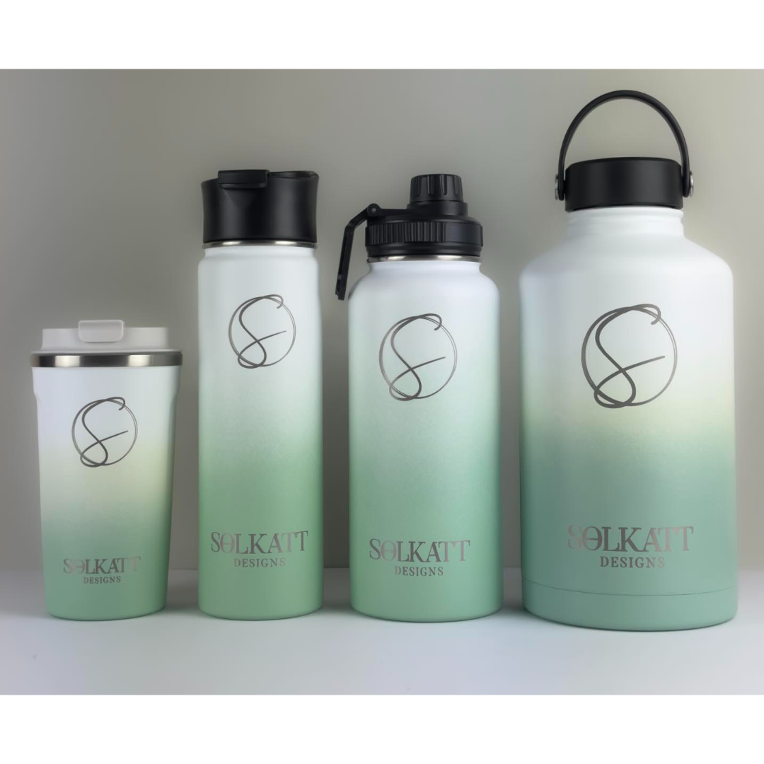 green ombre water bottles travel cup Solkatt Designs Australia