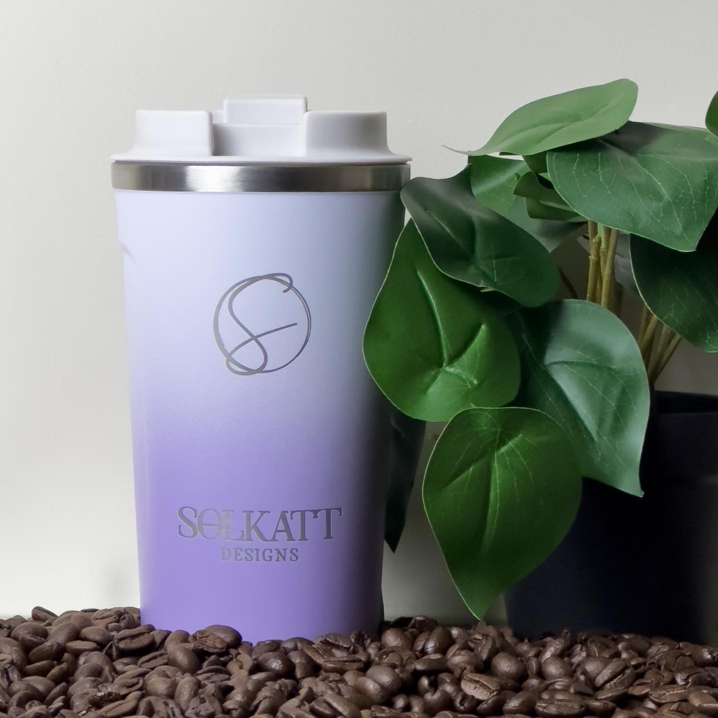 purple lilac travel mug cup stainless steel insulated Quencher Solkatt Designs Australia