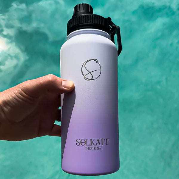 Lilac purple 32oz 950ml 1 litre water bottles Ombre Solkatt Designs Best