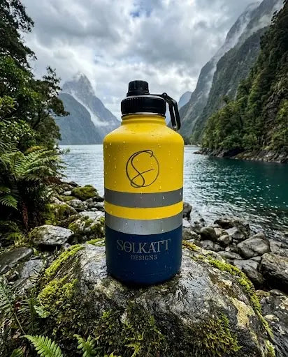 Yellow Tradie 1.9L stainless steel water bottle by Solkatt Designs – durable, insulated drinkware now available in New Zealand