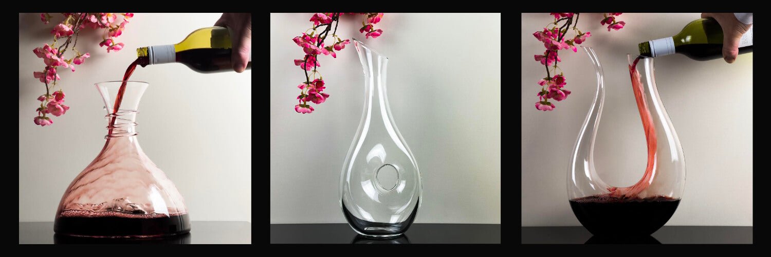 Solkatt designs hand blown glass wine decanters