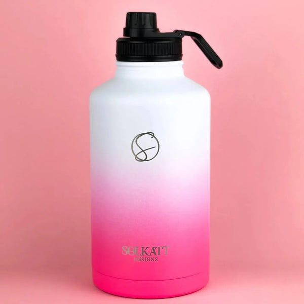 1.9 litre 2 litre big water bottle tradie drink bottle hot pink ombre solkatt designs