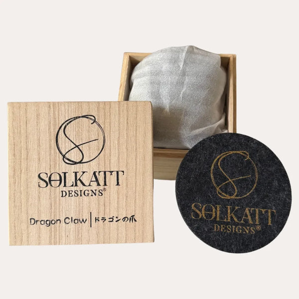 Dragon claw japanese whisky glass wood box and coaster solkatt designs