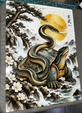 Black Tortoise & Snake Tempered Glass Cutting Board – 27.8 × 19.1cm
