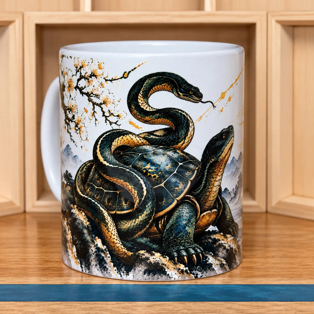 Black Tortoise & Snake Ceramic Coffee Mug – 325ml - Solkatt Designs