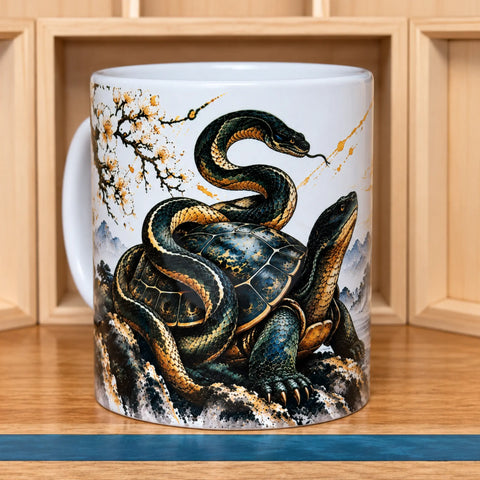 Black Tortoise & Snake Ceramic Coffee Mug – 325ml - Solkatt Designs