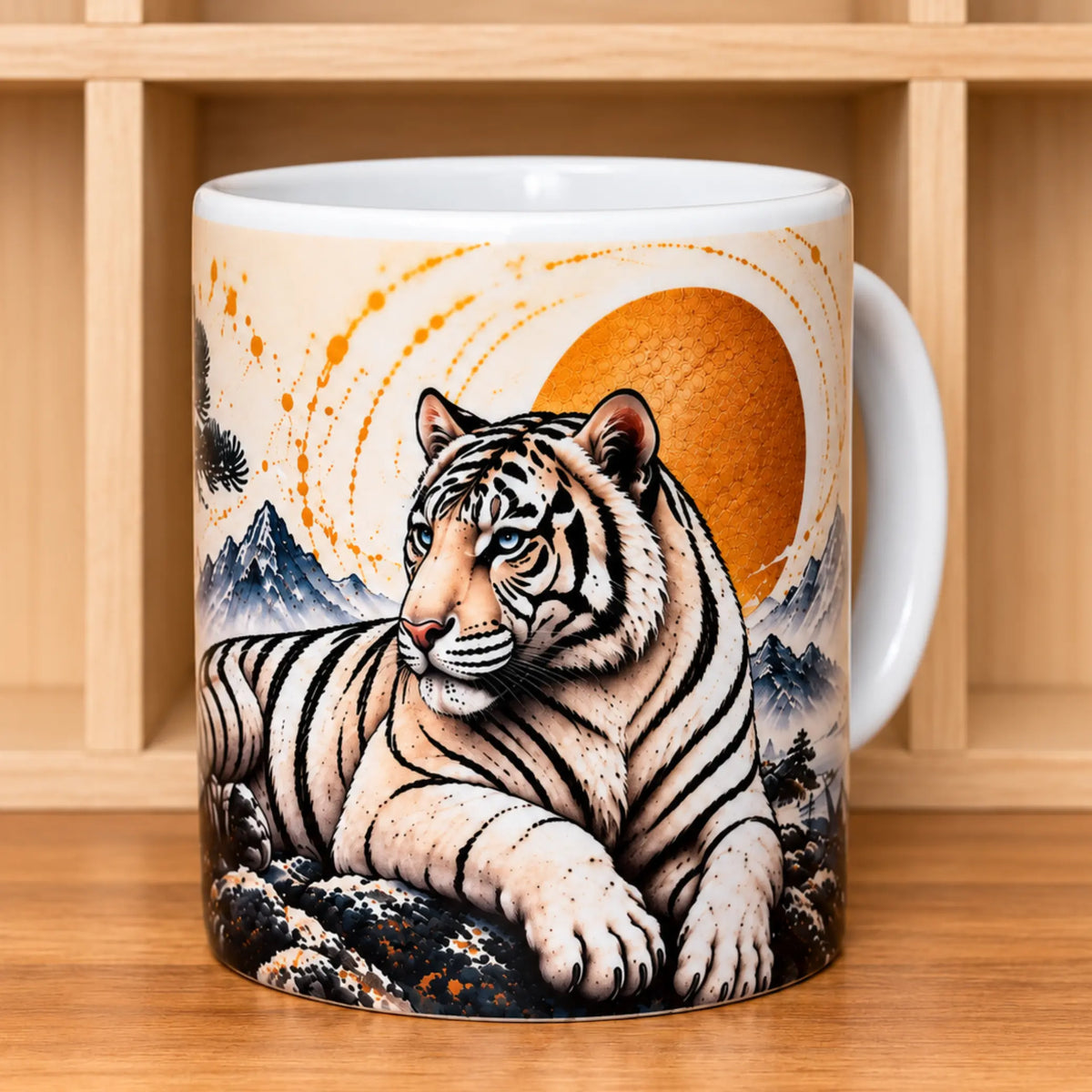 White Tiger Ceramic Coffee Mug – 325ml - Solkatt Designs