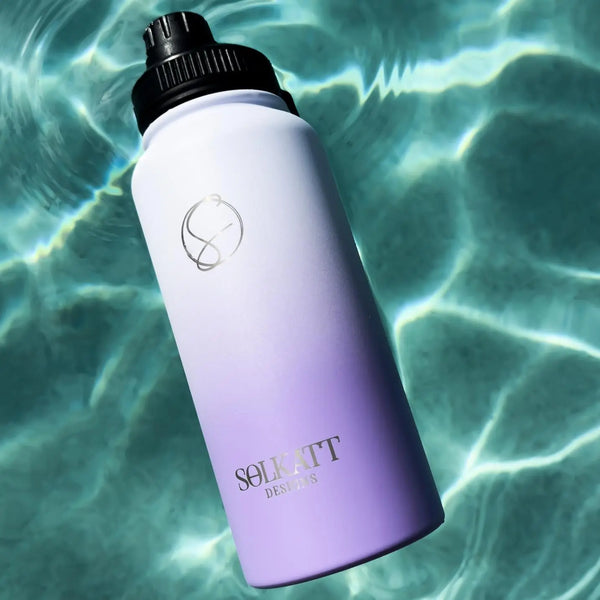 Solkatt designs Lilac purple ombre stainless steel water drink bottle