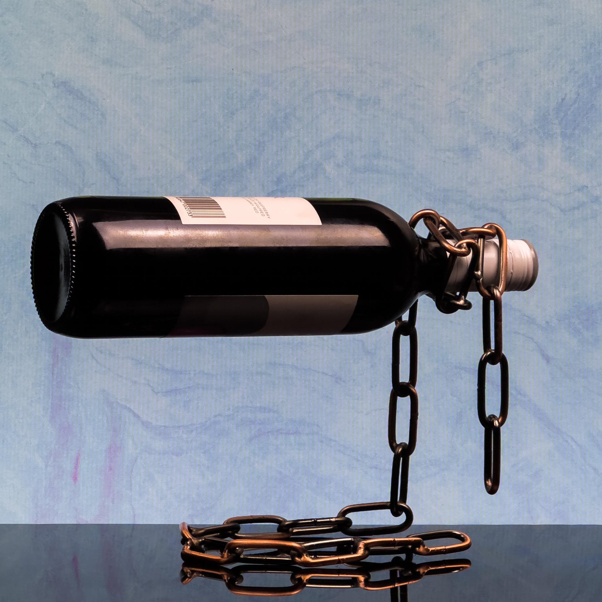 Metal Chain Links Wine Bottle Holder Rack Copper