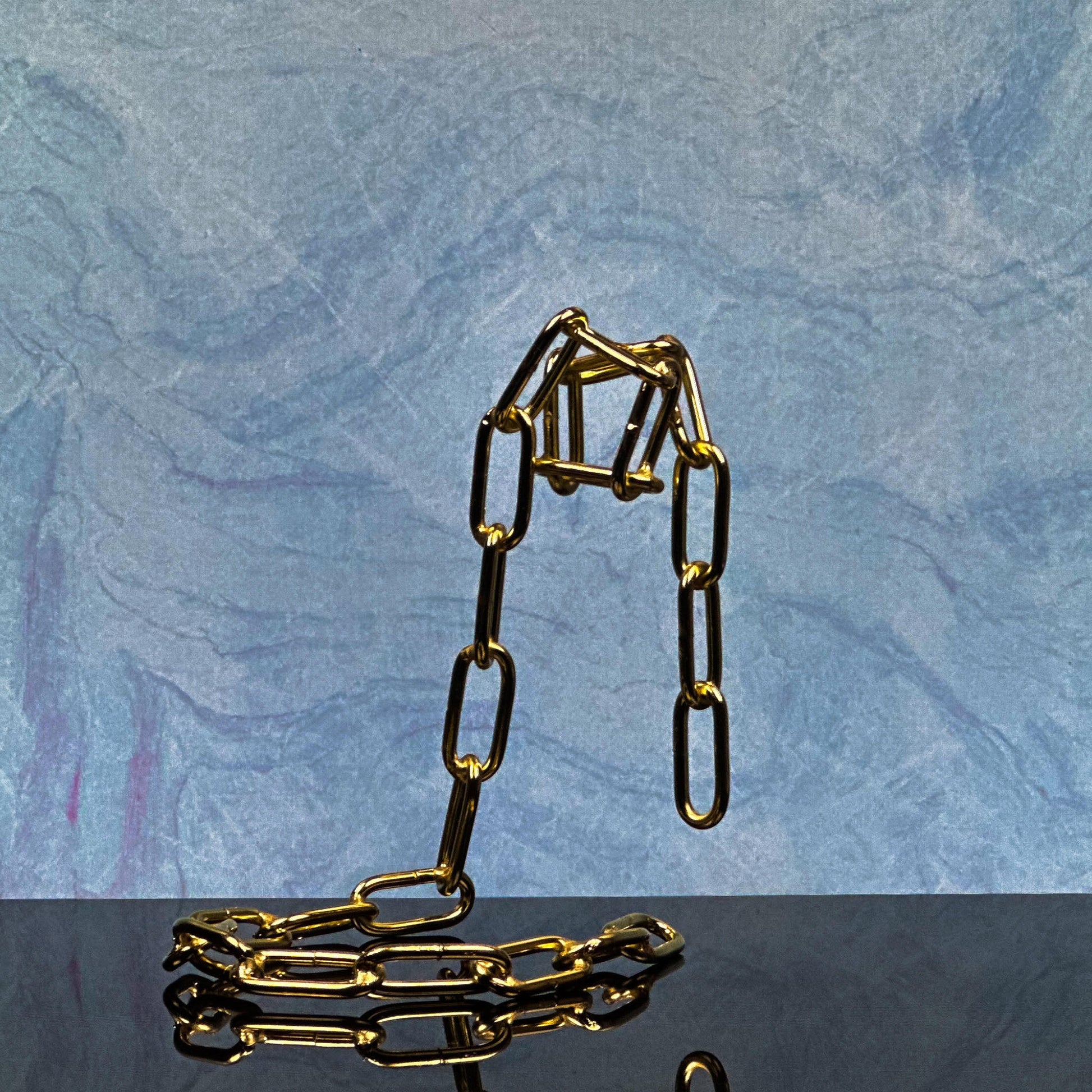 Metal Chain Links Wine Bottle Holder Rack Gold