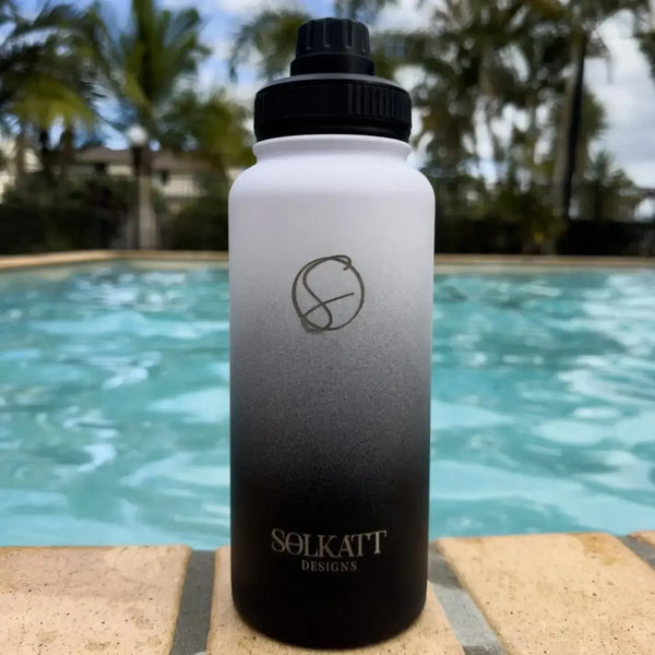 Black insulated water bottle 32oz Solkatt Designs