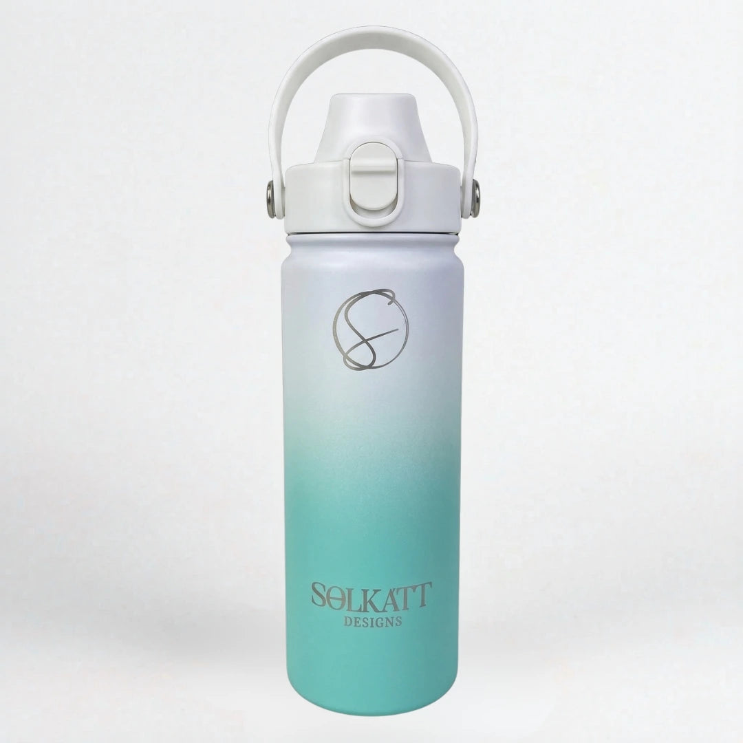 Ocean Aqua Insulated Water Bottle - 650ml (22oz) Stainless Steel - Solkatt Designs 