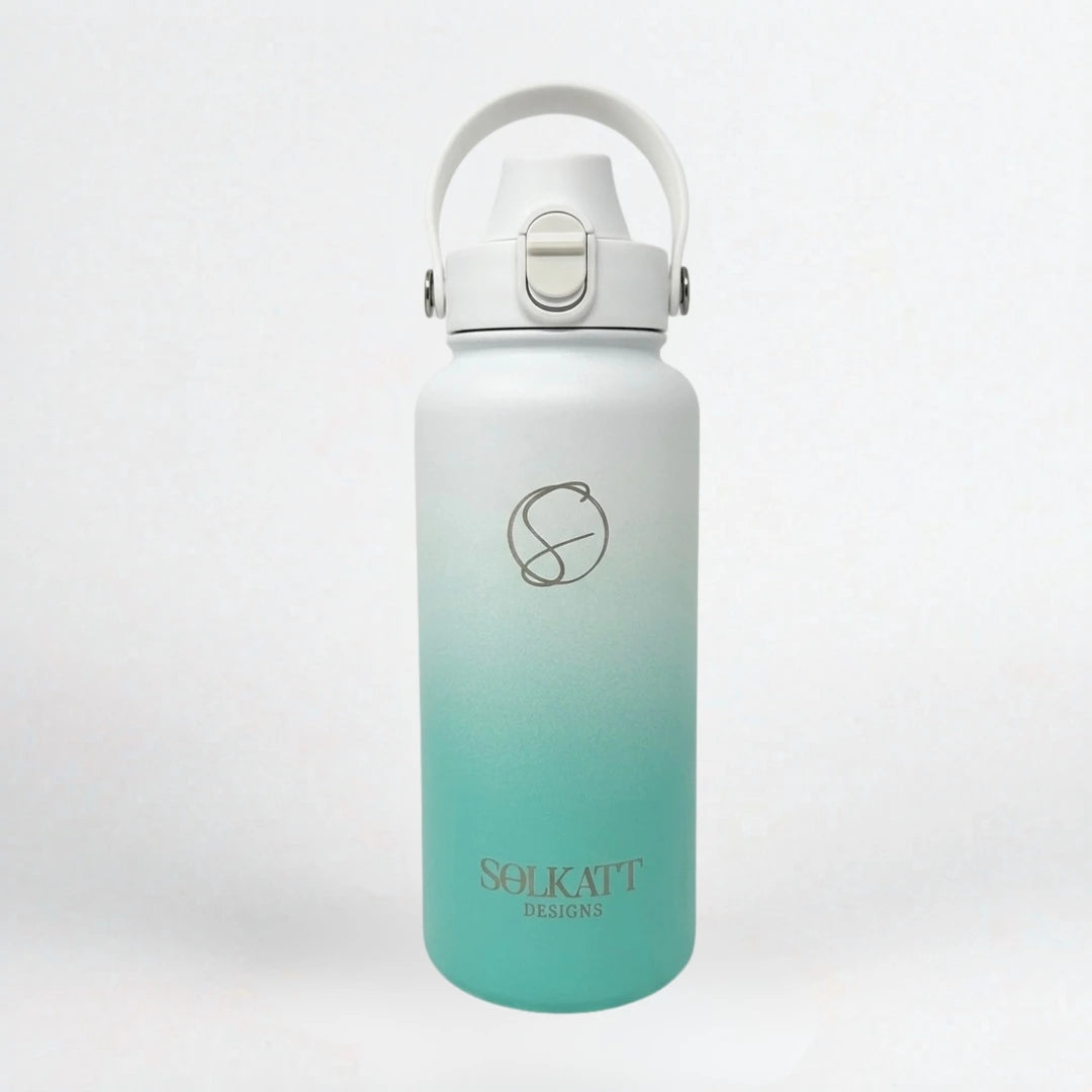 Ocean Aqua Insulated Water Bottle - 950ml (32oz)  Stainless Steel - Solkatt Designs 