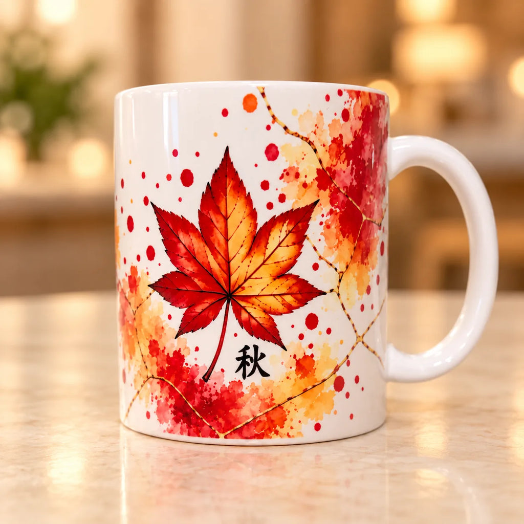 Autumn 325ml ceramic mug with vibrant seasonal artwork, made in Australia by Solkatt Designs