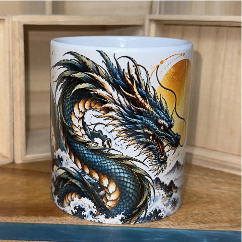 Azure Dragon Ceramic Coffee Mug – 325ml - Solkatt Designs
