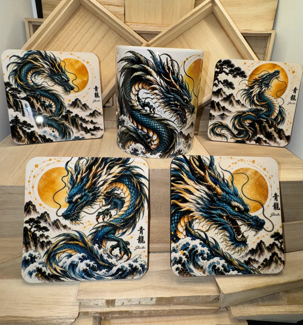 Azure Dragon Ceramic Coffee Mug – 325ml