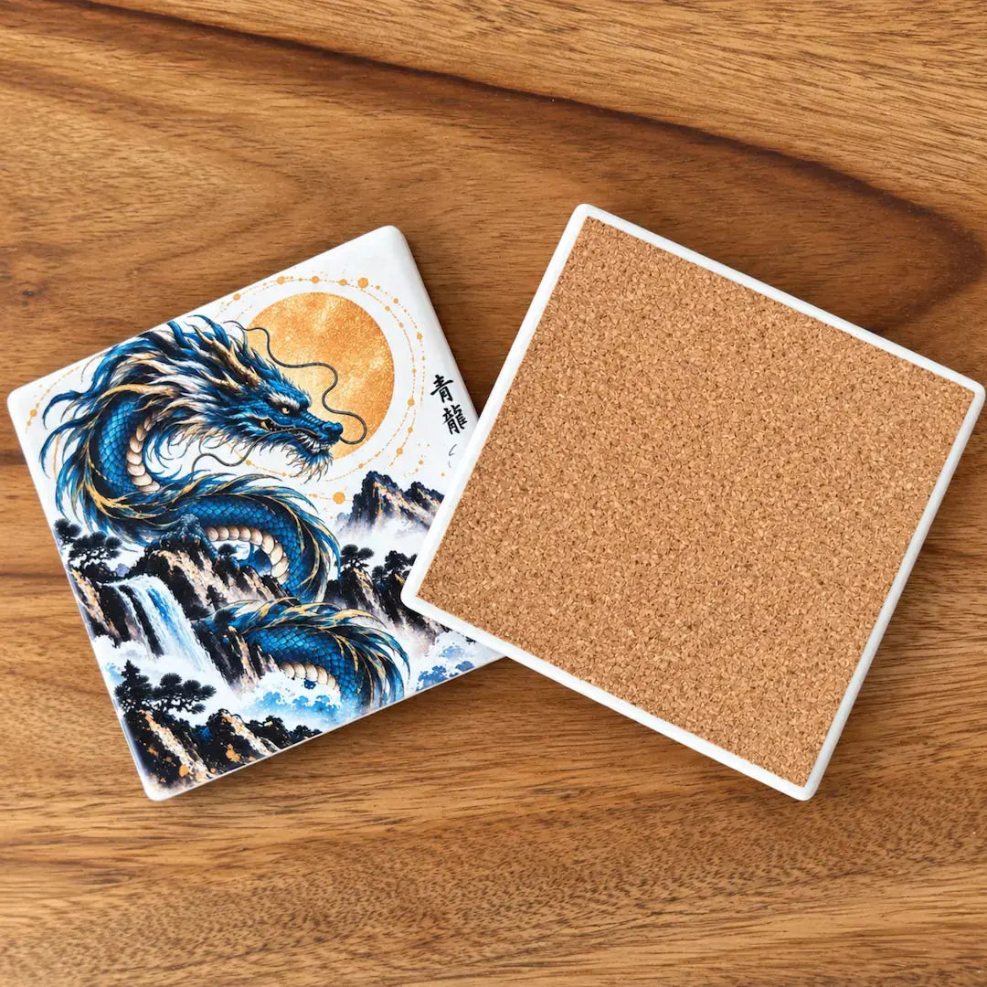 Azure Dragon Drink Coaster Set – Set of 4 - Solkatt Designs