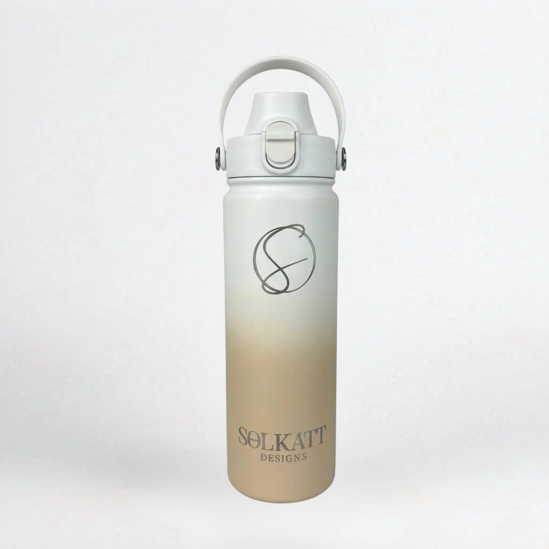 Pastel Beige Insulated Water Bottle - 650ml (22oz) Stainless Steel - Solkatt Designs 