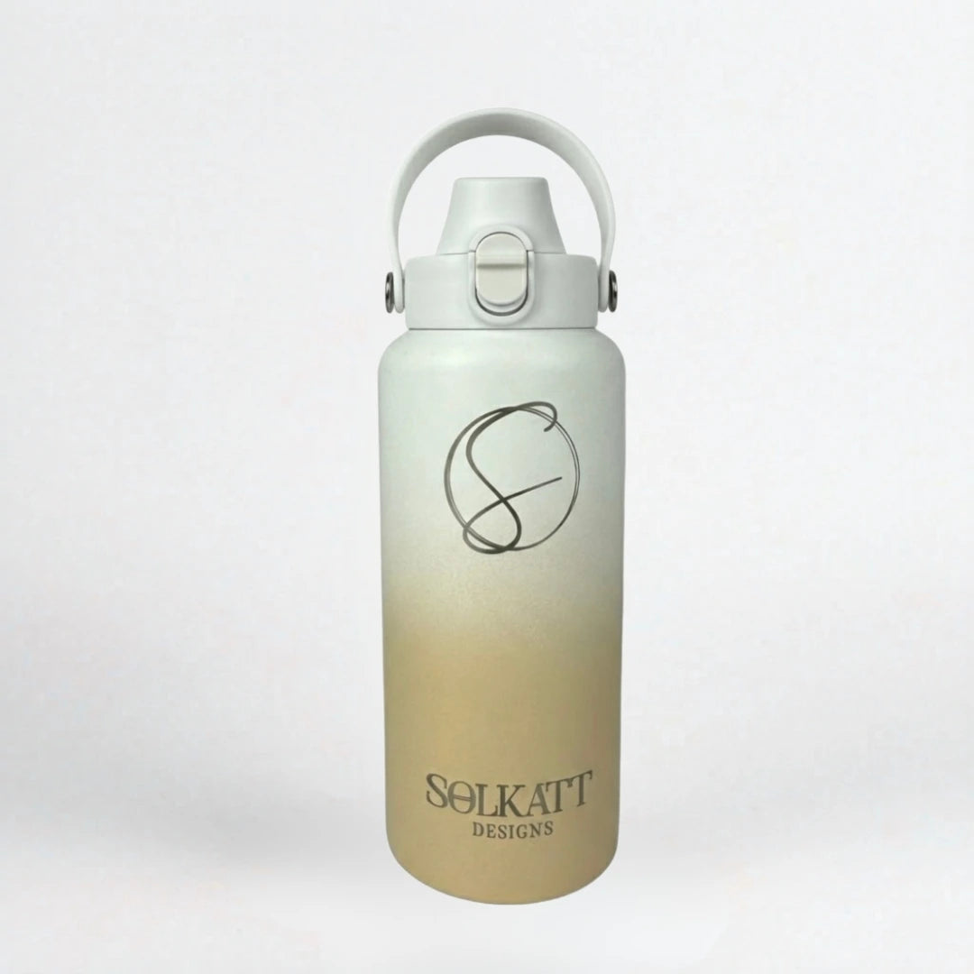 Pastel Beige Insulated Water Bottle - 950ml (32oz) Stainless Steel - Solkatt Designs 