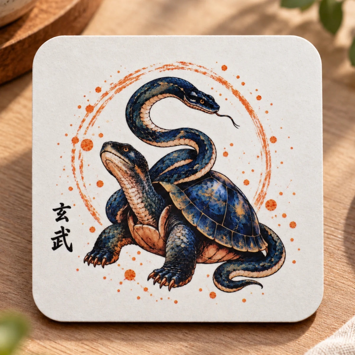 Japanese Drink Coasters Set of 4 – Minimalist Mythical Creatures - Solkatt Designs