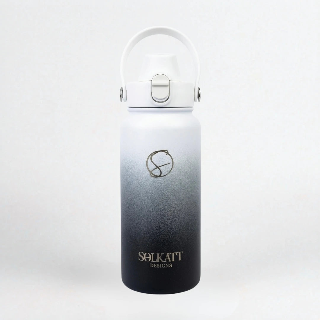 Midnight Black Insulated Water Bottle - 950ml (32oz) Stainless Steel - Solkatt Designs 