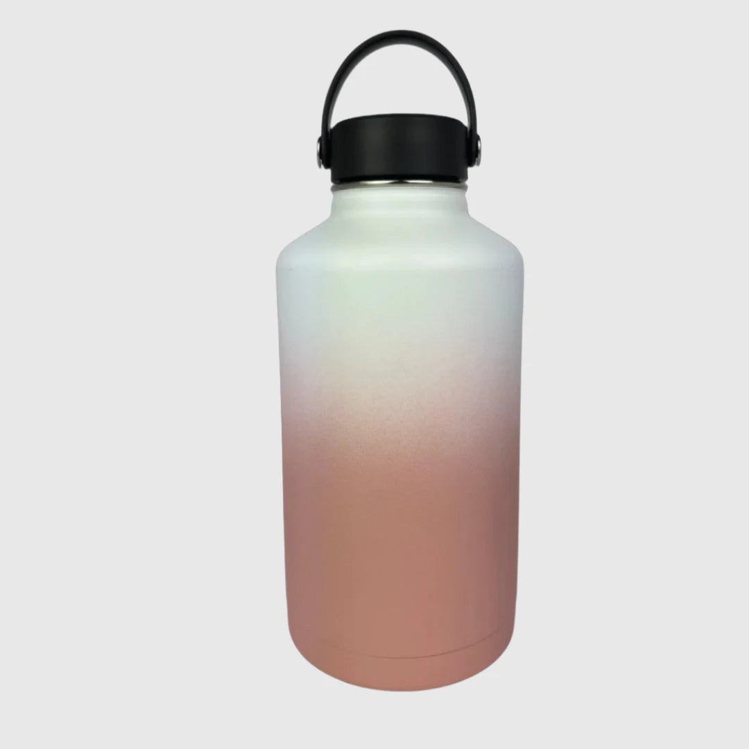 Coral Pink Insulated Water Bottle - 1.9L (64oz) Stainless Steel - Solkatt Designs 