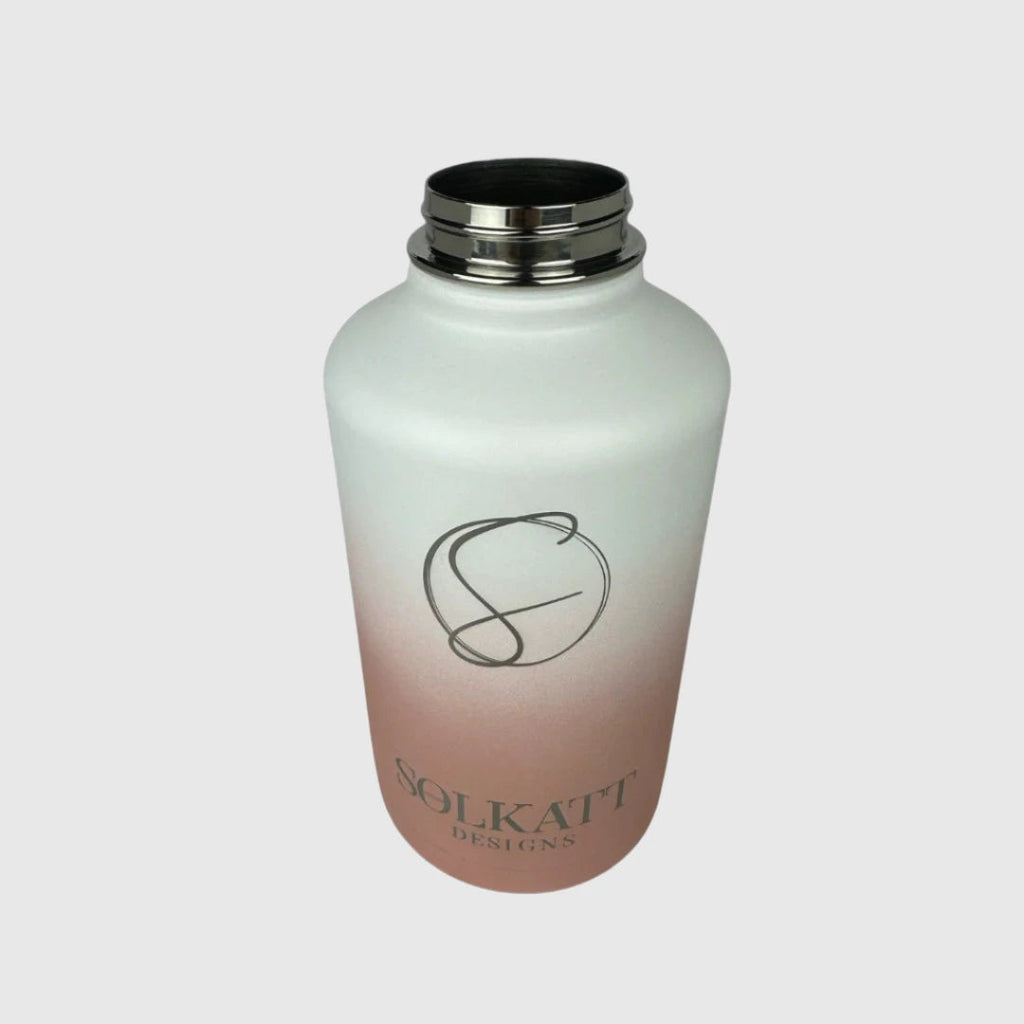 Coral Pink Insulated Water Bottle - 1.9L (64oz) Stainless Steel - Solkatt Designs 