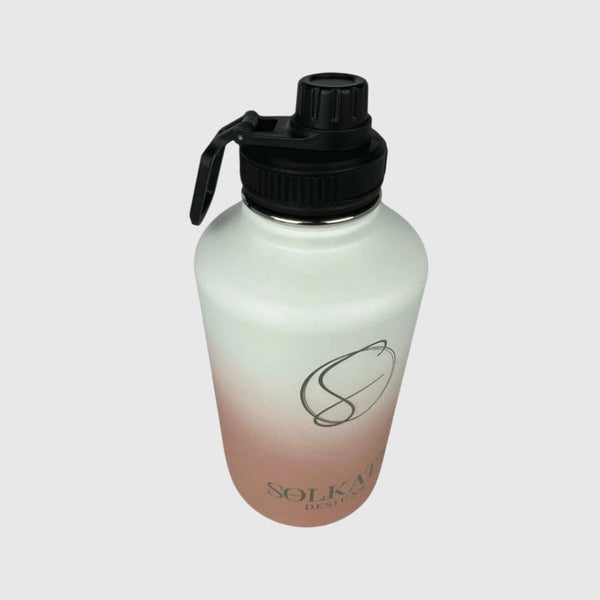 Coral Pink insulated water bottle close up of small gulp lid - 1.9L (64oz) - Solkatt Designs