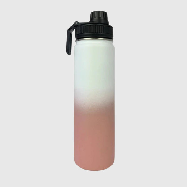 Coral Pink insulated water bottle back view - 650ml - Solkatt Designs