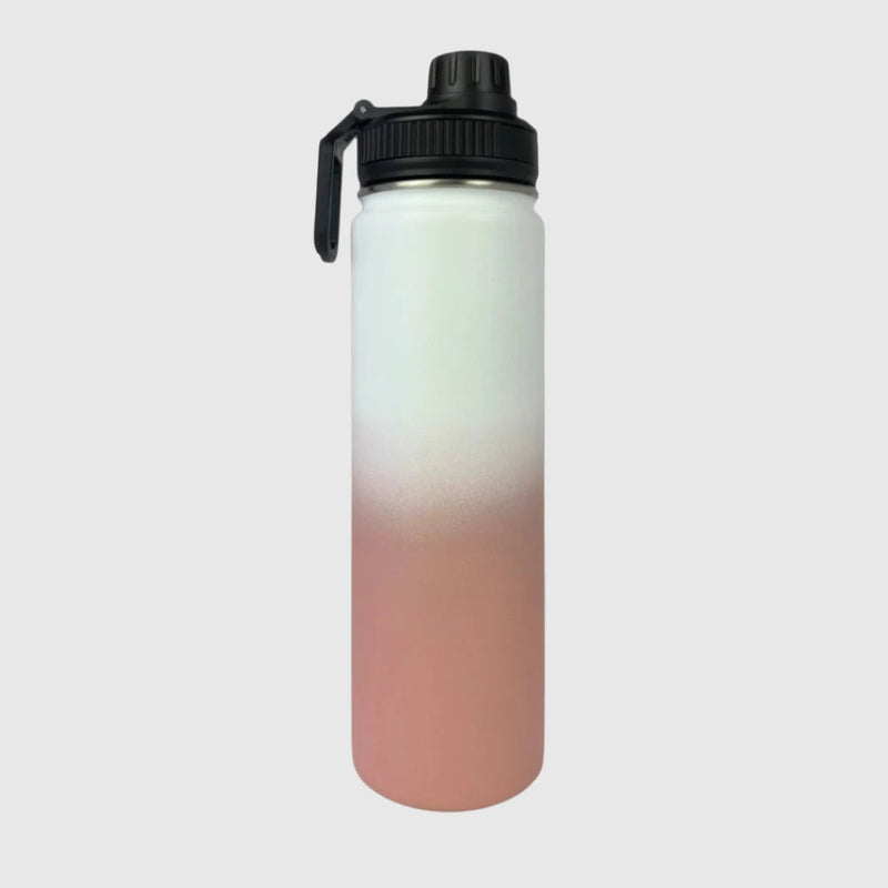 Coral Pink insulated water bottle back view - 650ml - Solkatt Designs