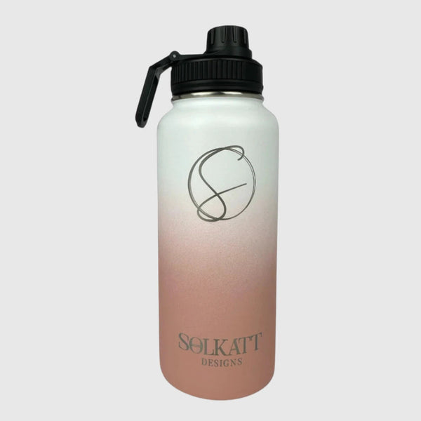 Coral Pink insulated water bottle front view - 950ml - Solkatt Designs