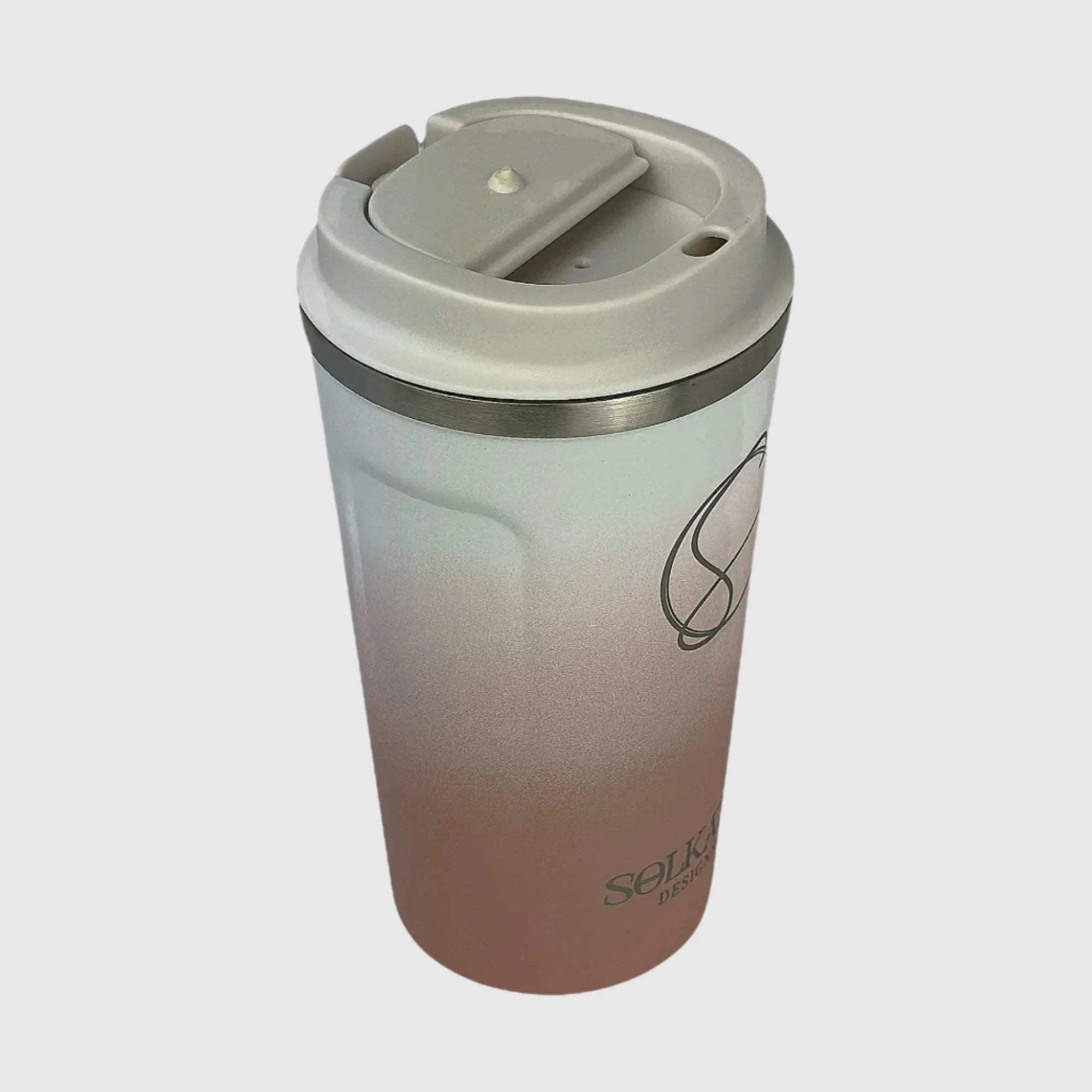 Coral Pink Insulated Travel Coffee Cup - 500ml Stainless Steel - Solkatt Designs 