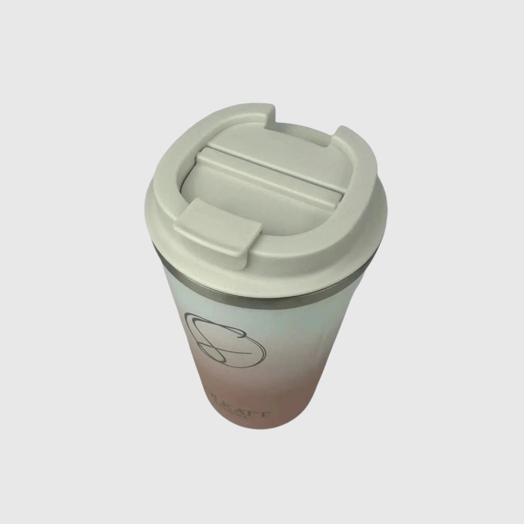 Coral Pink Insulated Travel Coffee Cup - 500ml Stainless Steel - Solkatt Designs 