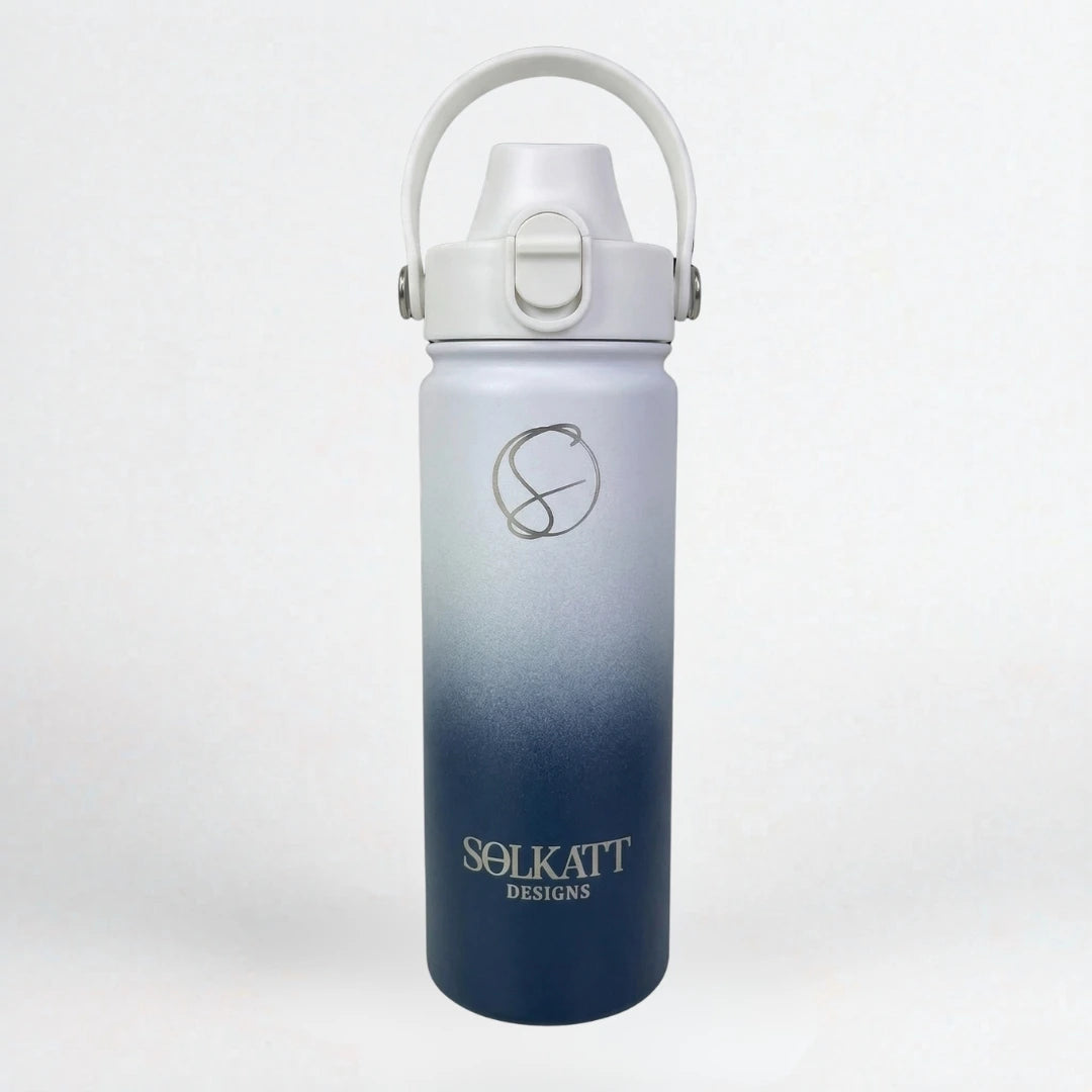 Royal Blue Insulated Water Bottle - 650ml (22oz) Stainless Steel - Solkatt Designs 