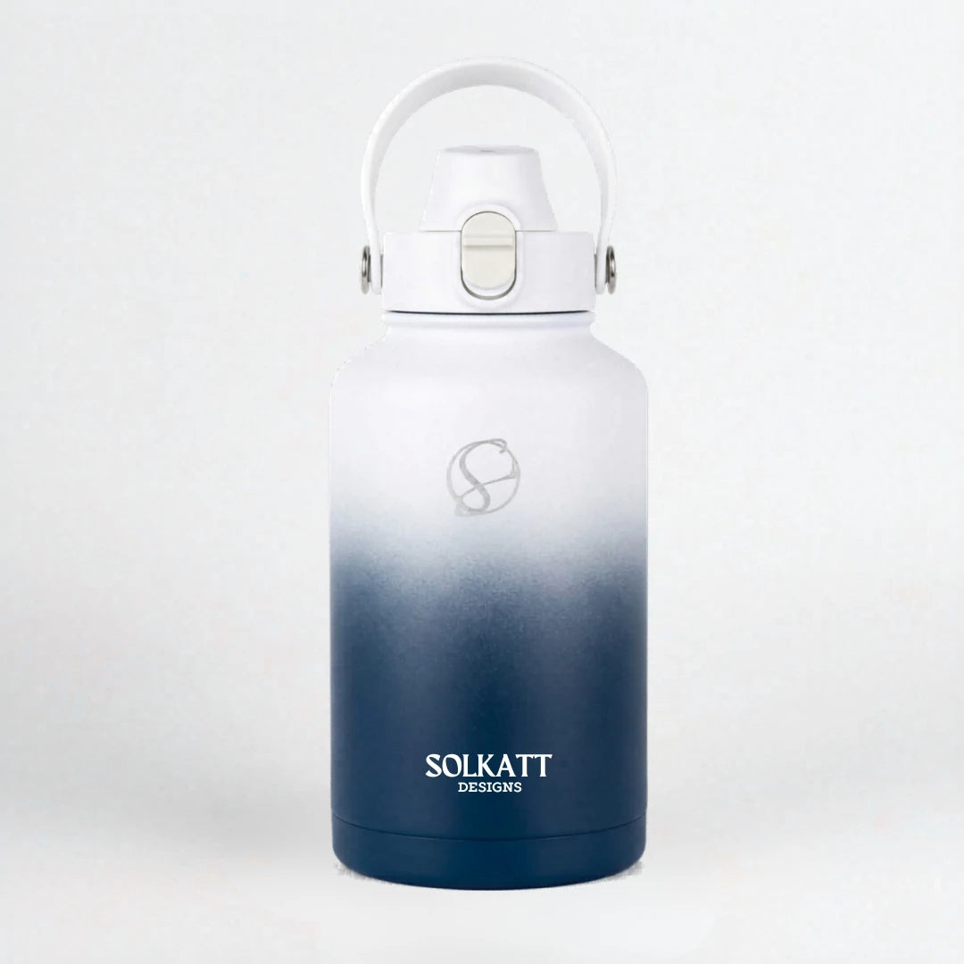 Royal Blue Insulated Water Bottle - 1.9L (64oz) Stainless Steel - Solkatt Designs 