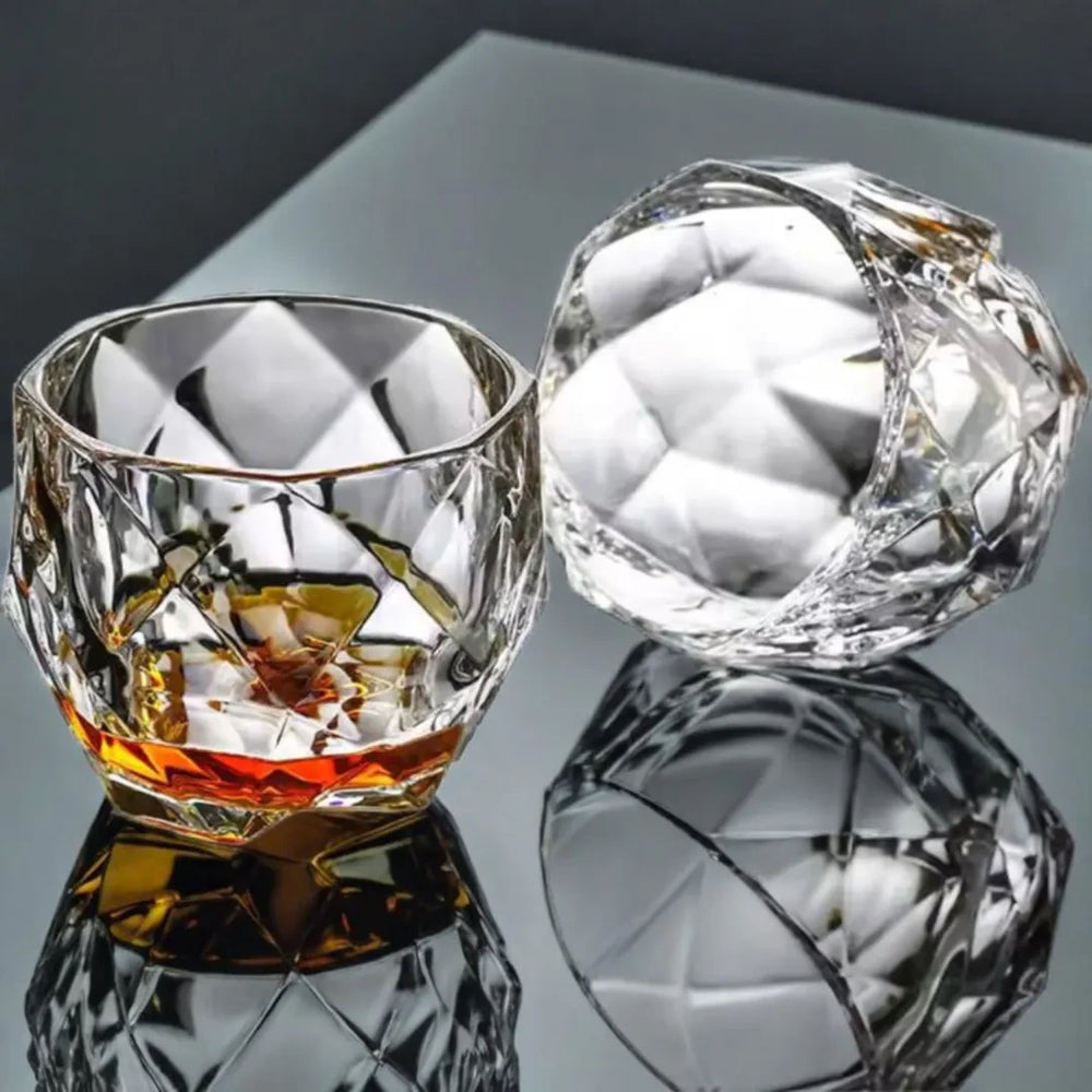 Diamond Pattern Whisky Glass - 350ml Heavy Base Tumbler