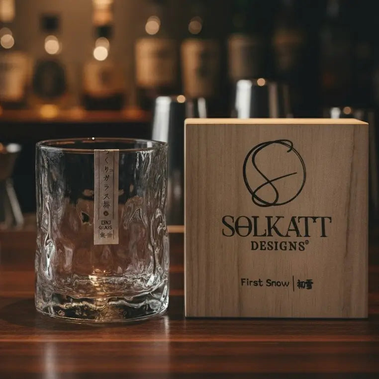 First Snow Whisky Glass - 270ml Japanese Style Tumbler with Wooden Gift Box
