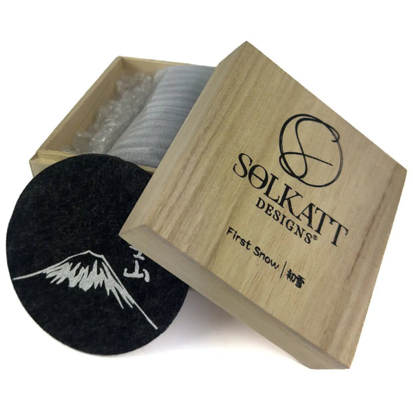 first snow japanese whisky glass wood box and coaster solkatt designs