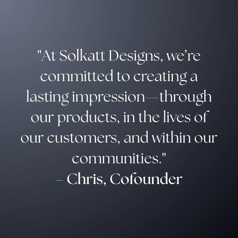 Quote from Chris, Co-founder of Solkatt Designs on a dark background