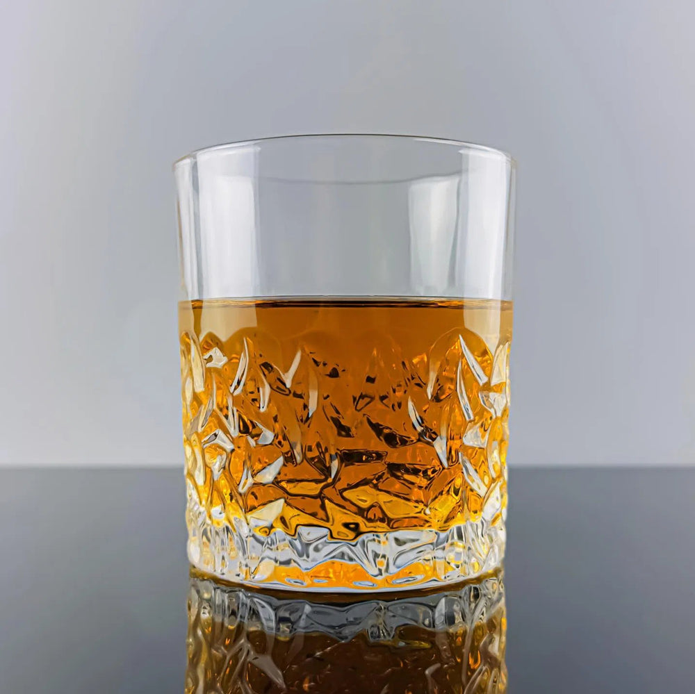 Frosted Bottom Whisky Glass - 280ml Heavy Base Tumbler with Wooden Box