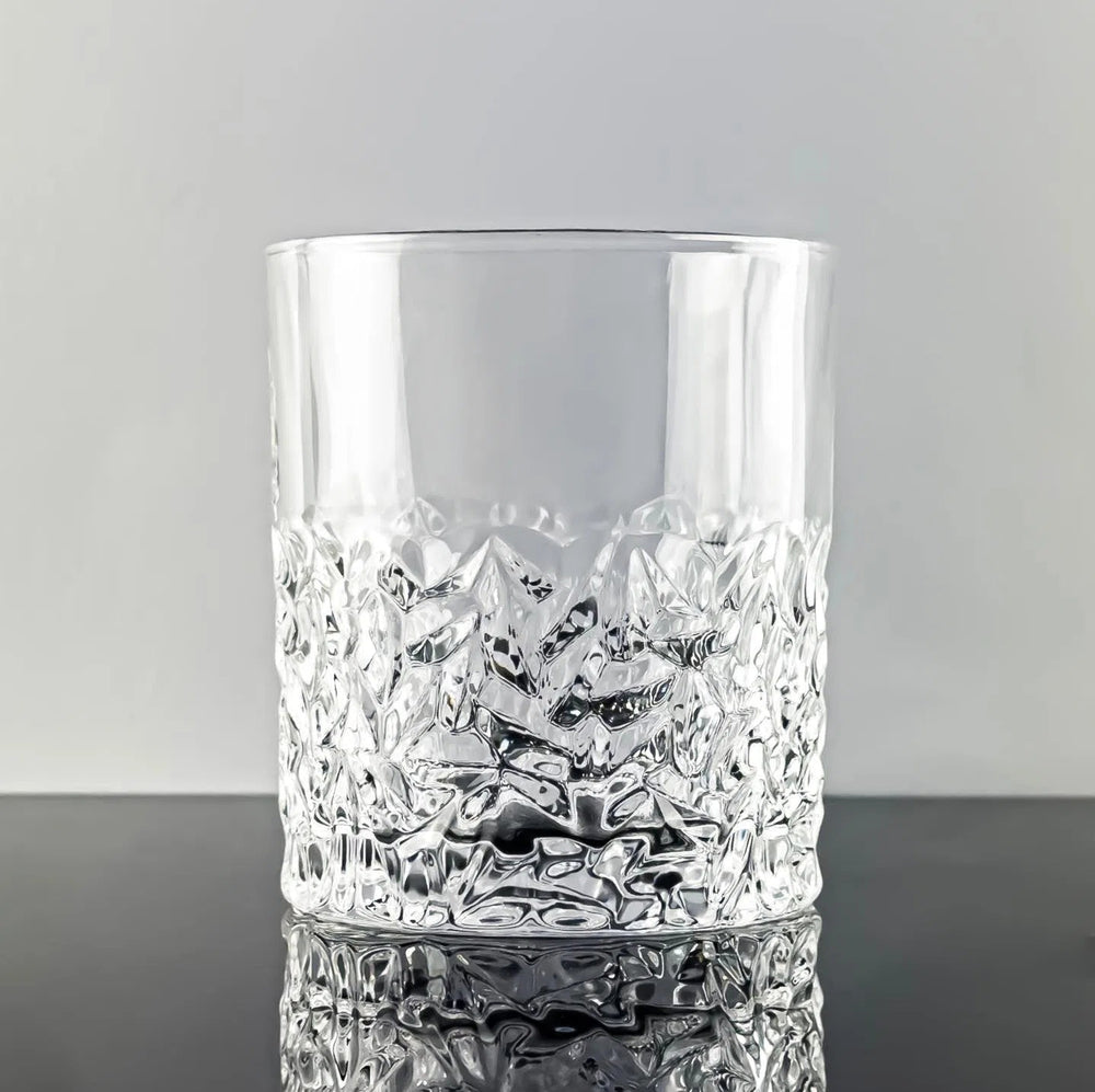 Frosted Bottom Whisky Glass - 280ml Heavy Base Tumbler with Wooden Box