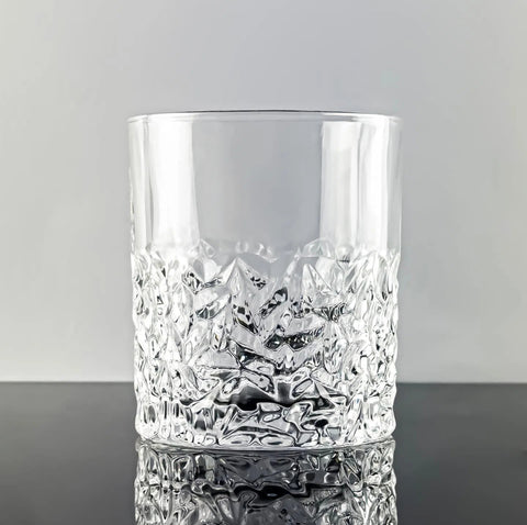 Frosted Bottom Whisky Glass - 280ml Heavy Base Tumbler with Wooden Box