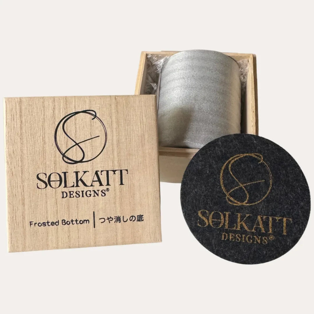 Frosted Bottom Whisky Glass - 280ml Heavy Base Tumbler with Wooden Box