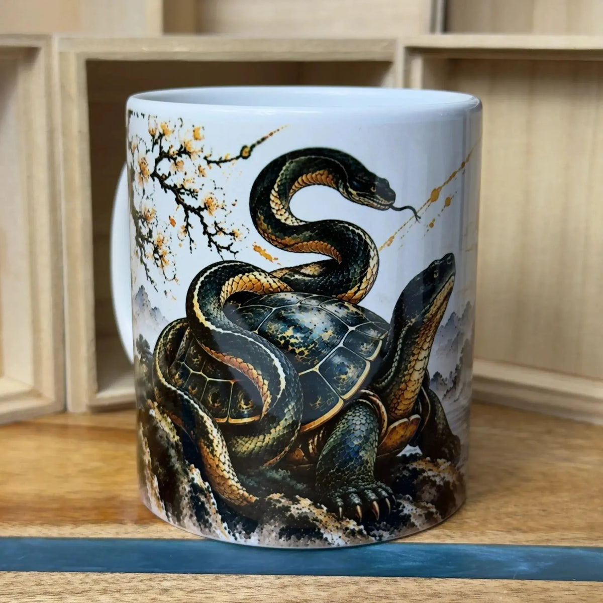 Black Tortoise & Snake Ceramic Coffee Mug – 325ml - Solkatt Designs