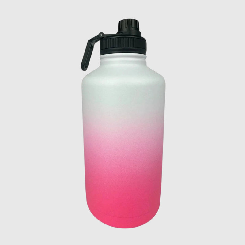 Hot Pink insulated water bottle back view - 1.9L (64oz) - Solkatt Designs