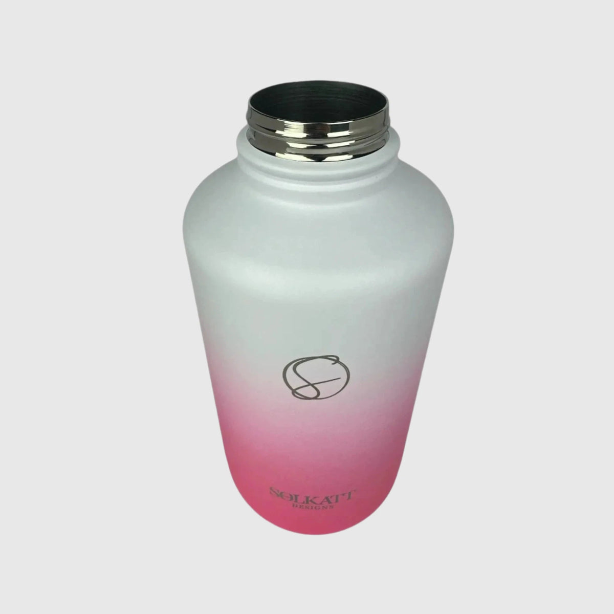 Hot Pink insulated water bottle close up with lid off - 1.9L (64oz) - Solkatt Designs
